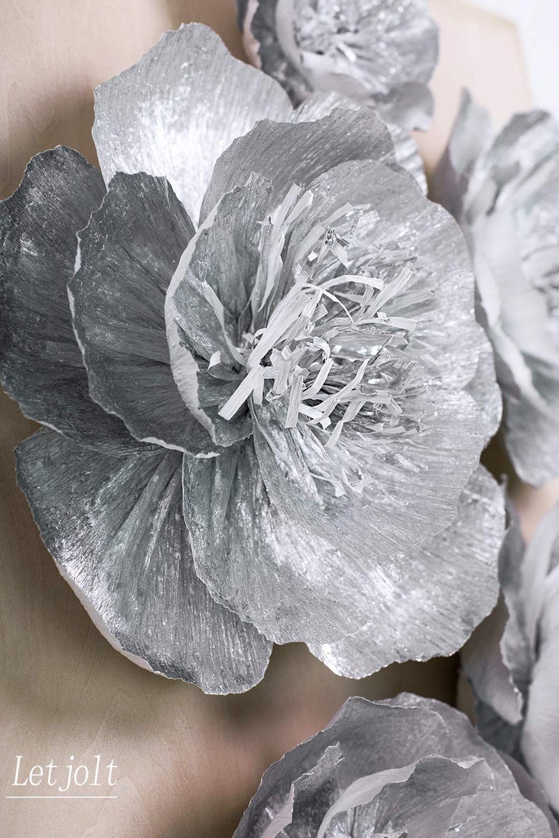 Letjolt Artificial Paper Flower Decorations for Wall Wedding Backdrop Birthday Party Baby Shower Bridal Shower Nursery Wall Decor(Silver Set 6) - Image 4