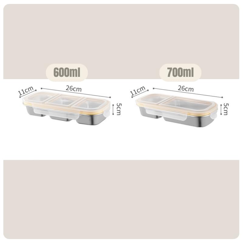 KitchEase Stainless Steel Insulated Airtight BPA Free Food Grade Lunch Box Unbreakable Lid, Snacks Tiffin Ideal for Kids, Adults with 1 Detachable Tray (700ML, 2 Compartment, White) - Image 5