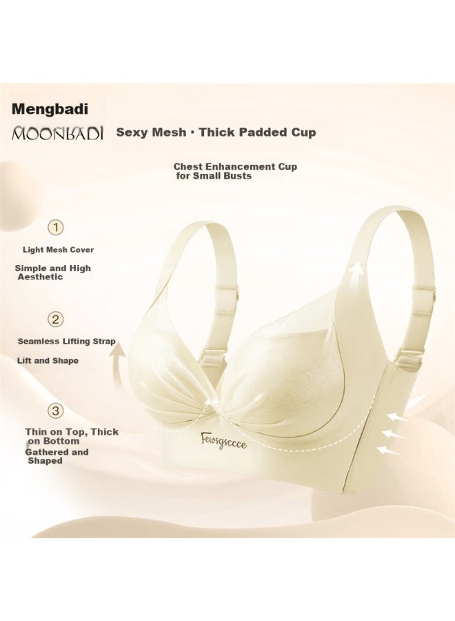 Moonbadi Women's Small Bust Push-up Bra Mesh Wireless Beauty Salon Shaping Side Support Bra - Image 4