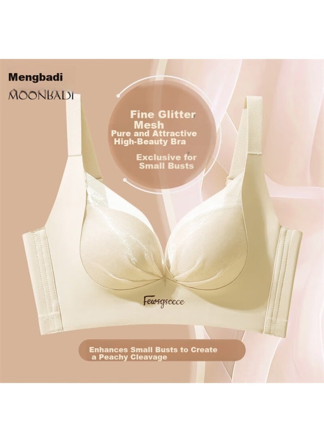 Moonbadi Women's Small Bust Push-up Bra Mesh Wireless Beauty Salon Shaping Side Support Bra - Image 3