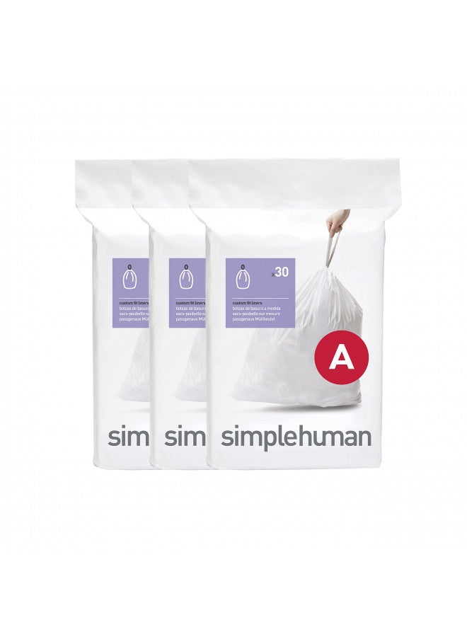 simplehuman simplehuman Code A Custom Fit Drawstring Trash Bags in Dispenser Packs, 90 Count, 4.5 Liter / 1.2 Gallon, White  - Image 1