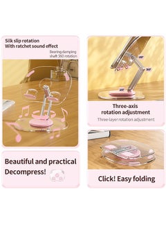 MAANGE Tablet Stand, Acrylic Foldable Adjustable Transparent iPad Stand for iPad/Pro/Air and Tablet (Pink)  - Image 3