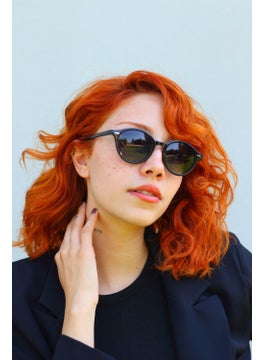 Focus On Lemon Black Retro Round Polarized Sunglasses  - Image 2