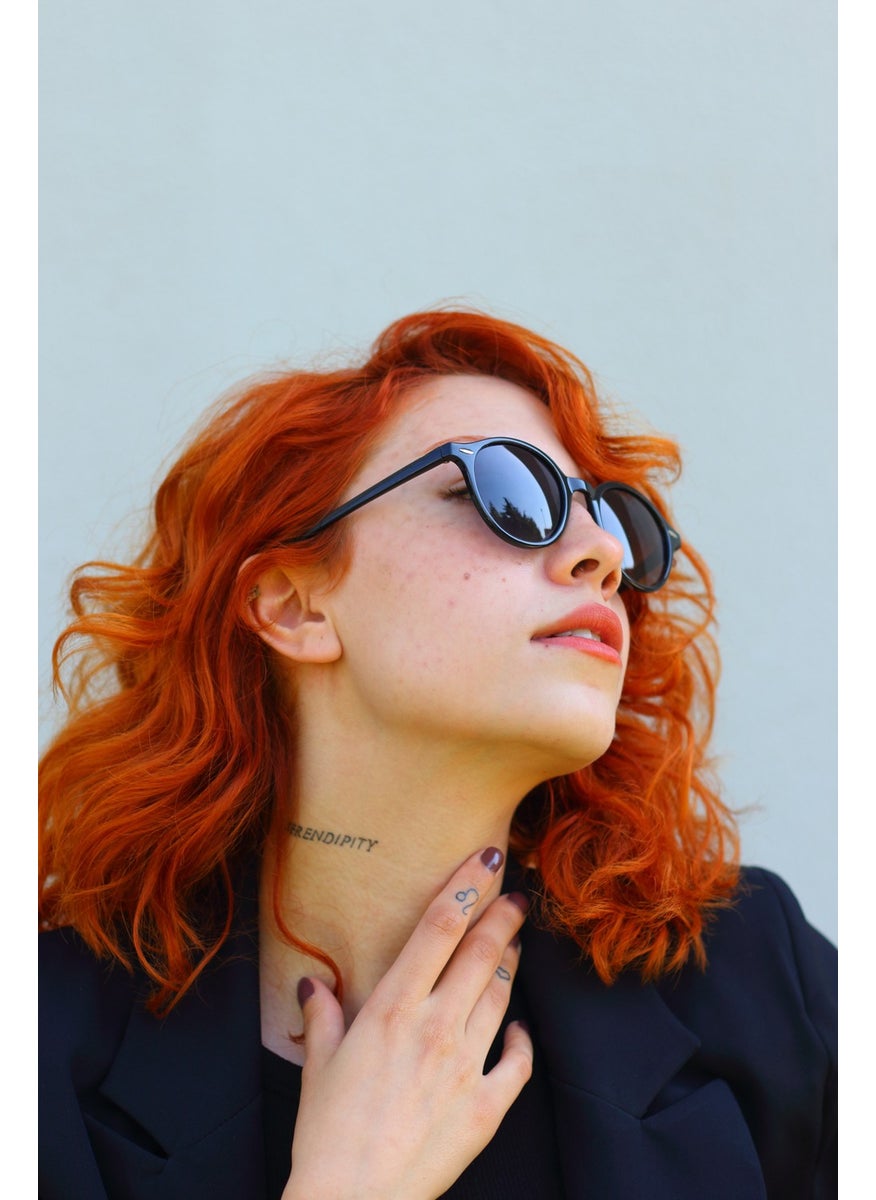 Focus On Lemon Black Retro Round Polarized Sunglasses  - Image 3