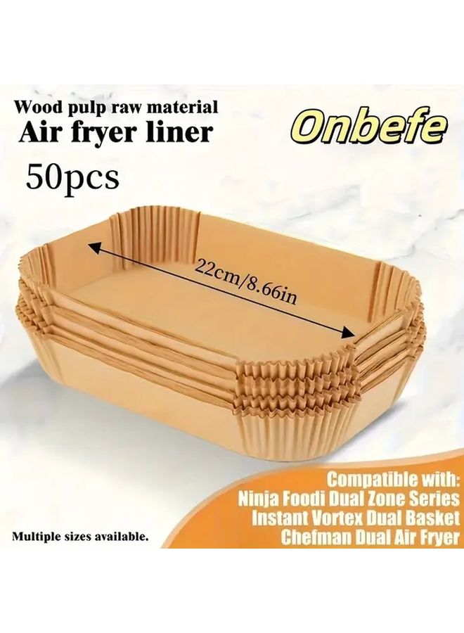 50pcs Rectangle Disposable Air Fryer Liners Non Stick Oil Waterproof Paper for Baking Roasting BBQ - Image 4