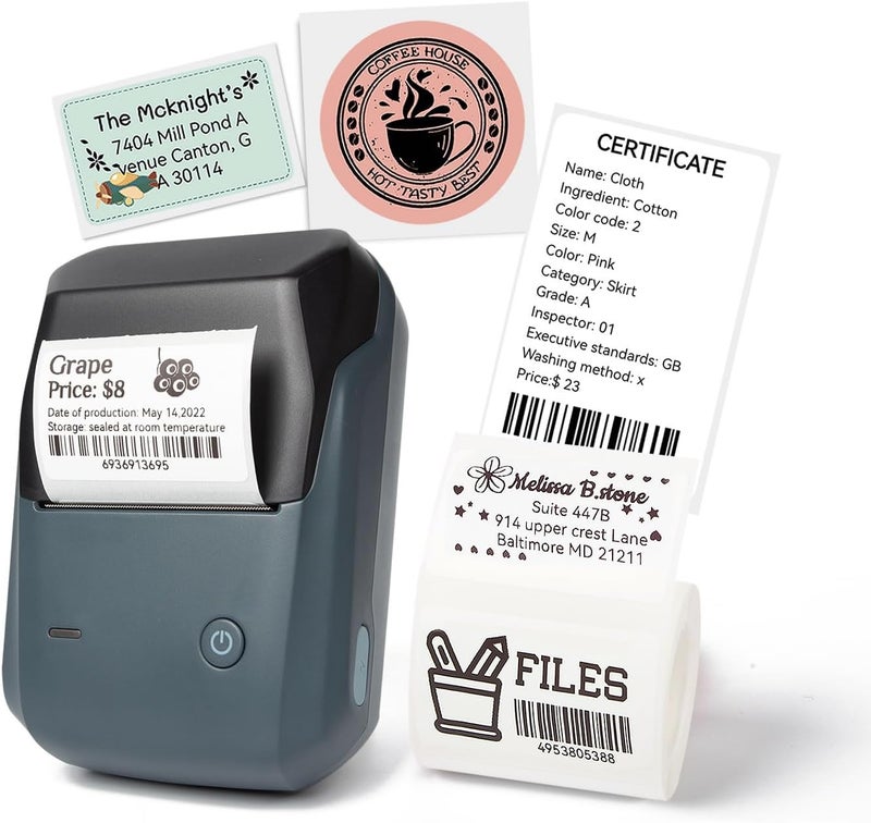 NIIMBOT B1 Label Maker - Barcode Label Printer, Bluetooth & USB, Black, Monochrome, Label Printer, Portable, Thermal, Supports iOS & PC, 2*8 Media Size - Image 1