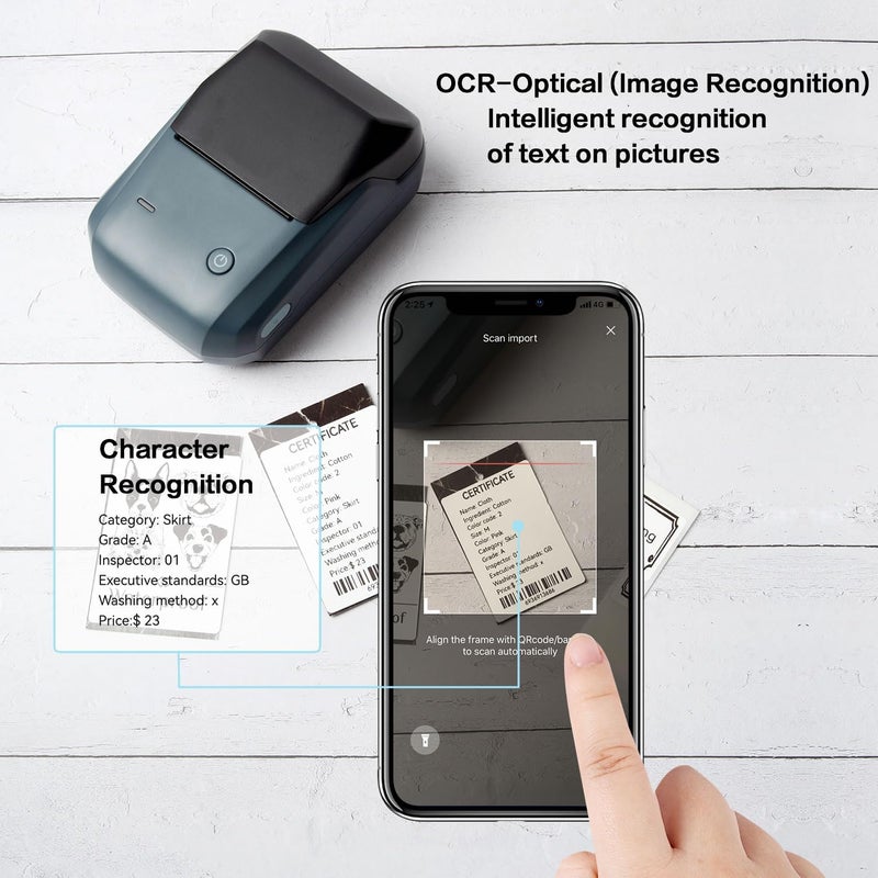 NIIMBOT B1 Label Maker - Barcode Label Printer, Bluetooth & USB, Black, Monochrome, Label Printer, Portable, Thermal, Supports iOS & PC, 2*8 Media Size - Image 5