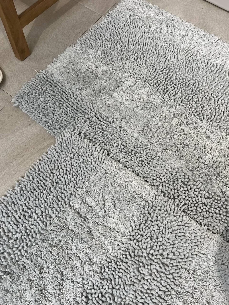 Bluenity Boracay Natural Cotton Bath Mat Set of 2 60X100+50X60 cm Gray