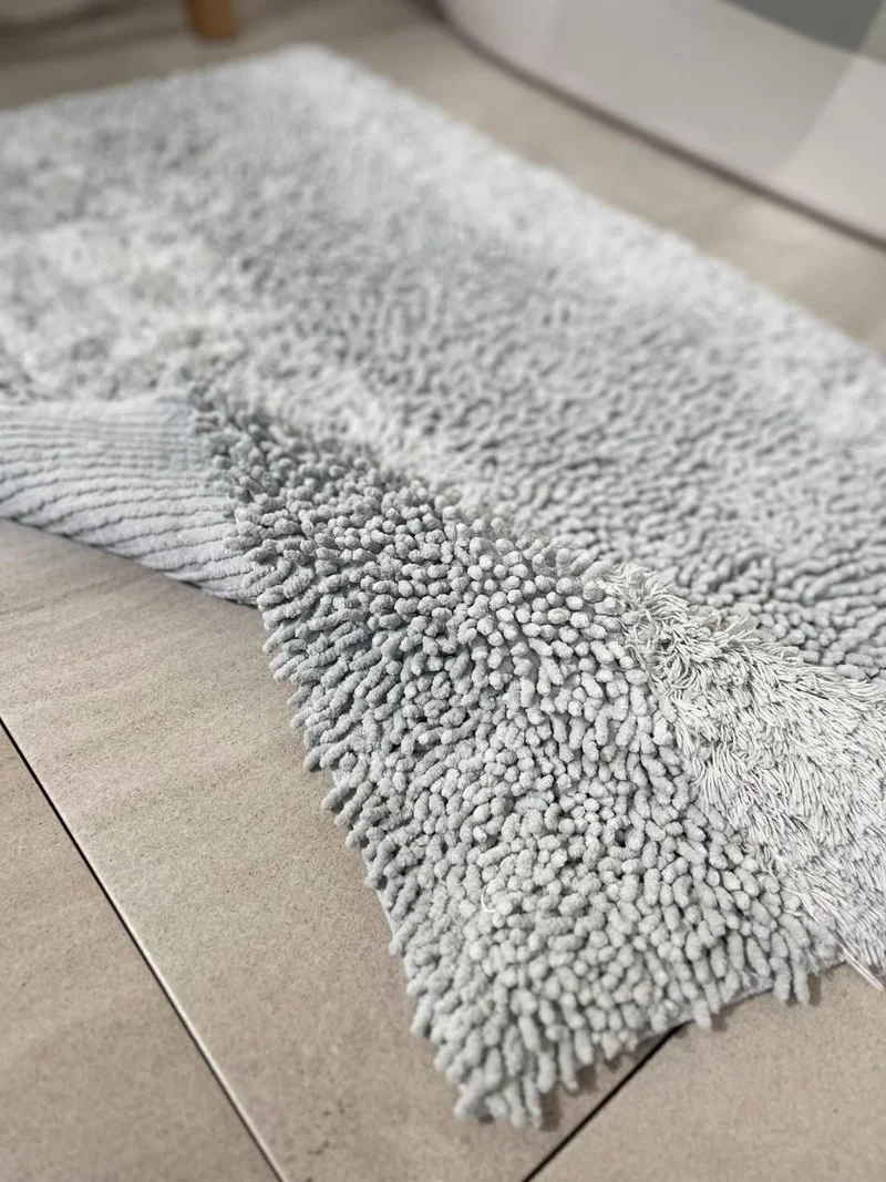 Bluenity Boracay Natural Cotton Bath Mat Set of 2 60X100+50X60 cm Gray