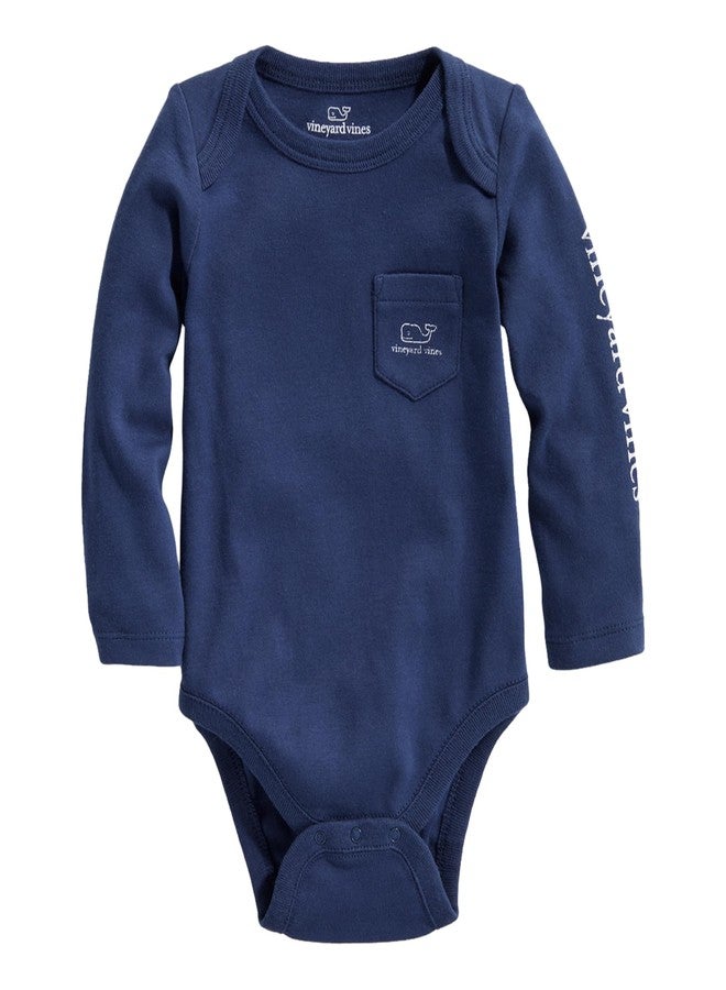 Vineyard Vines بدلة جسم طويلة الأكمام للأطفال من فينيارد فاينز بتصميم الحوت العتيق، بلوزة زرقاء، 12-18 - Image 2