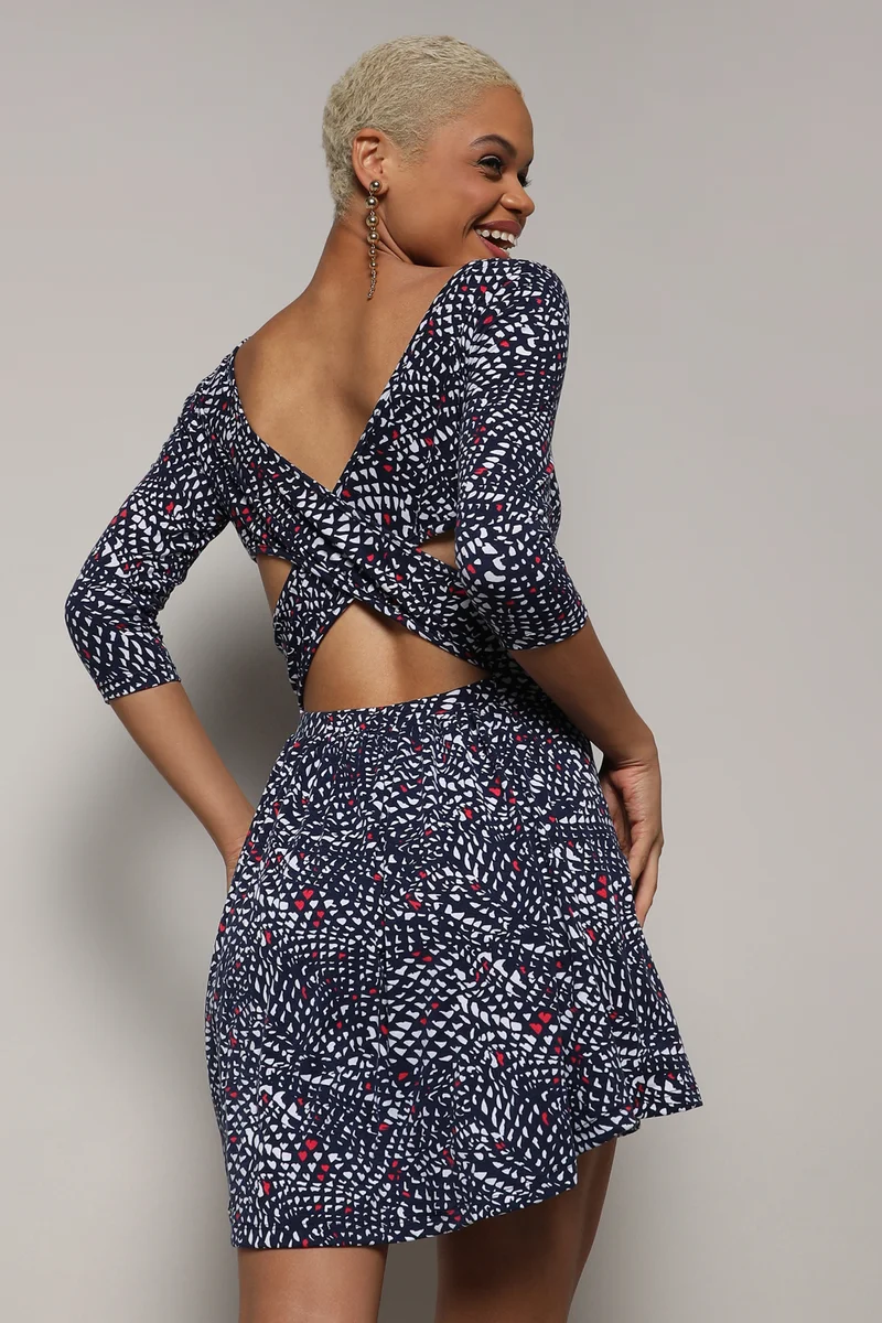 Campus Sutra Twisted Back Mini Dress