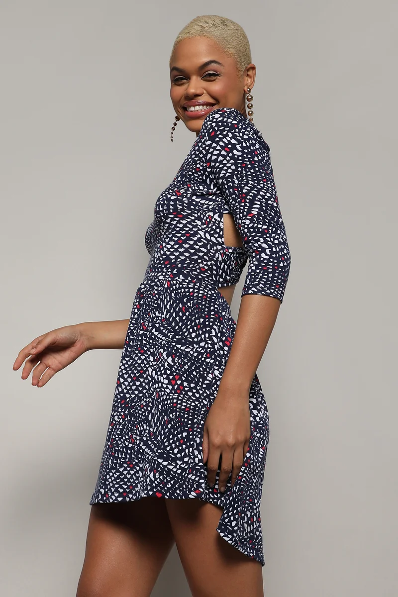 Campus Sutra Twisted Back Mini Dress