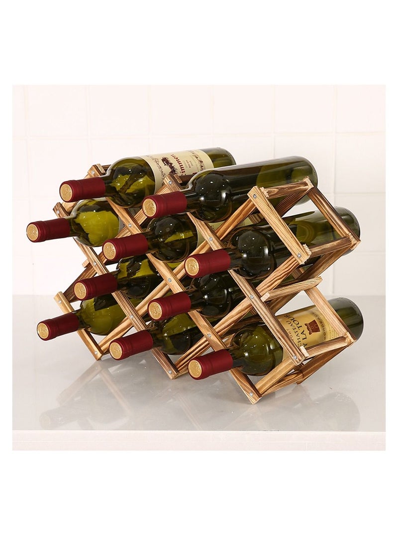 LINGWEI Wooden Wine Rack 10 Bottle Holder - Image 3