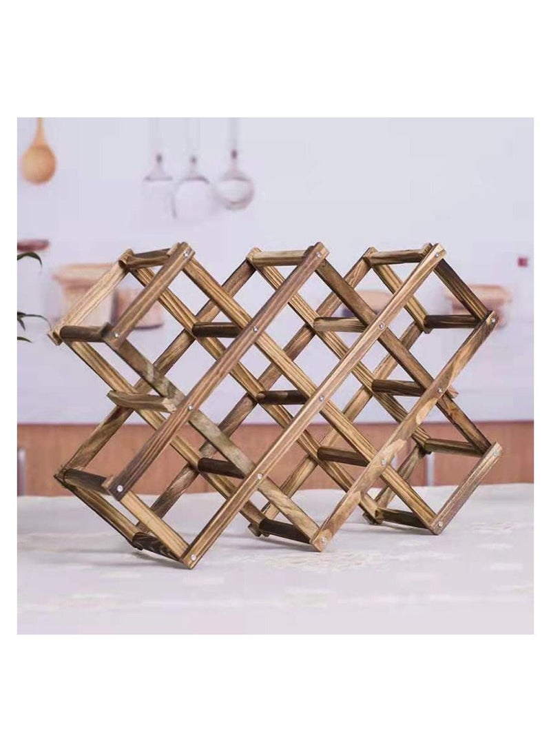 LINGWEI Wooden Wine Rack 10 Bottle Holder - Image 4
