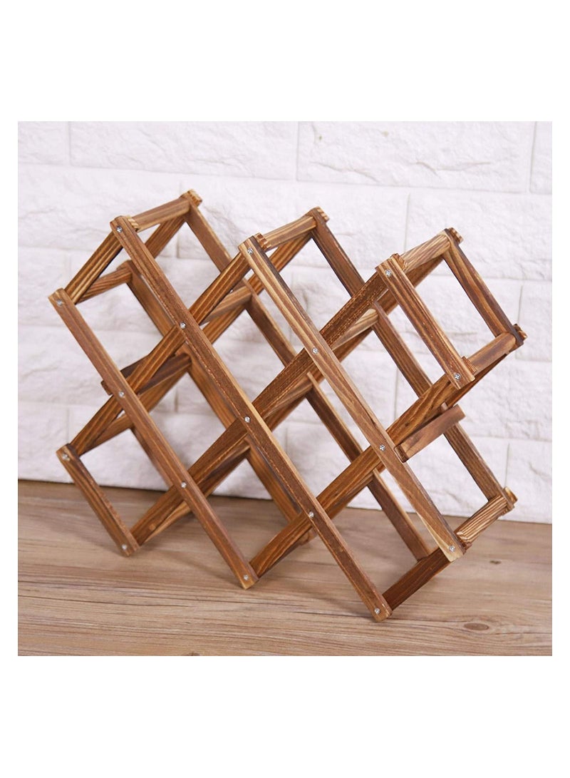 LINGWEI Wooden Wine Rack 10 Bottle Holder - Image 1