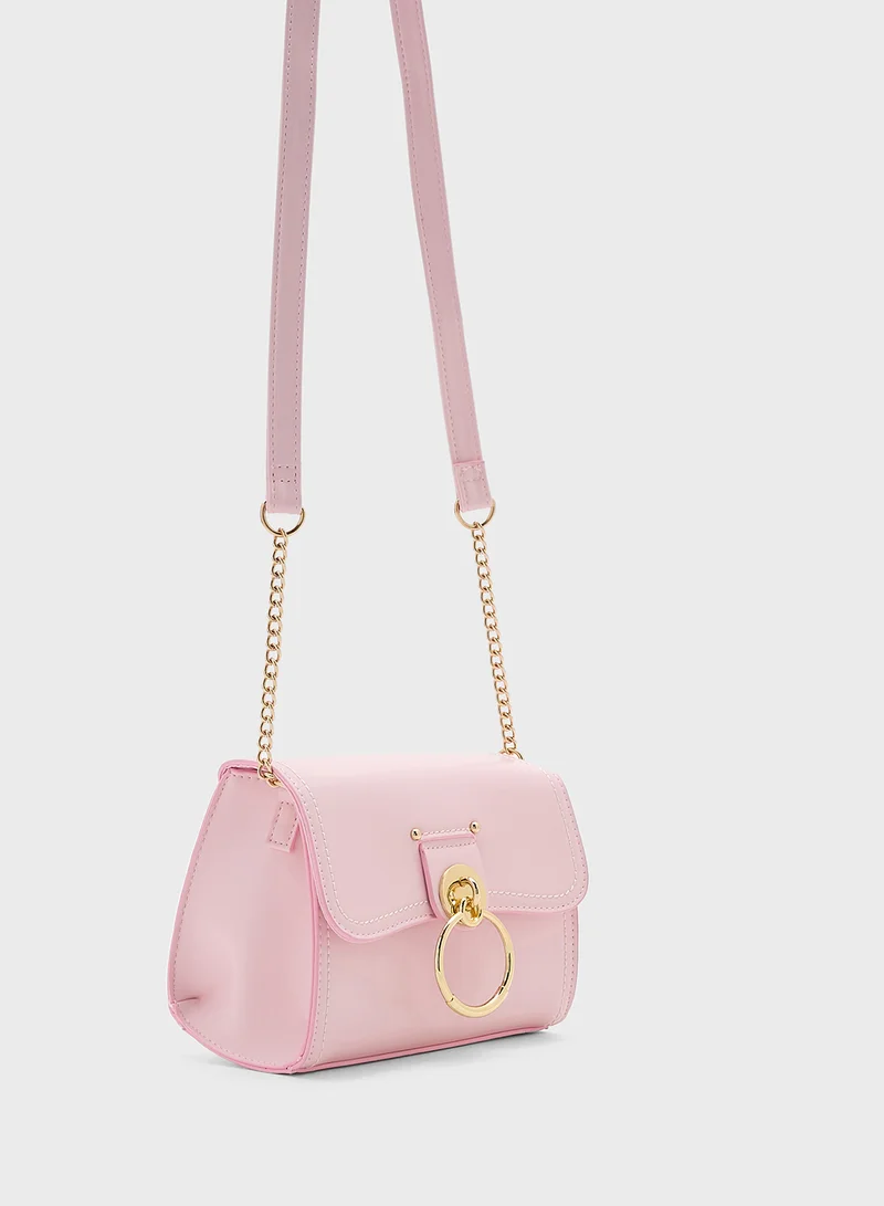 ELLA Metal Trim Stitch Detail Crossbody Bag
