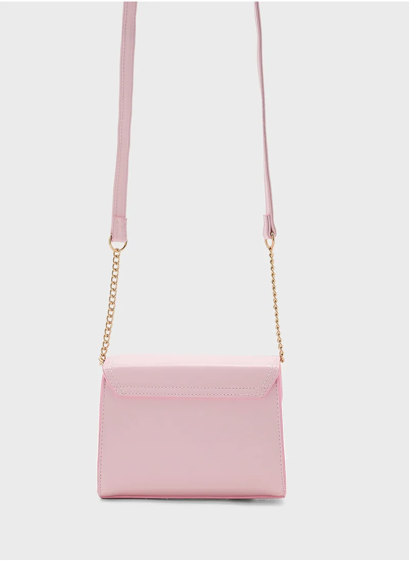 ايلا Metal Trim Stitch Detail Crossbody Bag