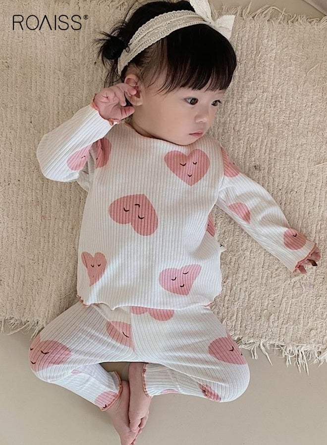 roaiss 2PCS Baby Girls Pajamas Set, Adorable Pjs Set with Long Sleeve Top and Elastic Waist Pants, Breathable Sleepwear for Little Girls - Image 4
