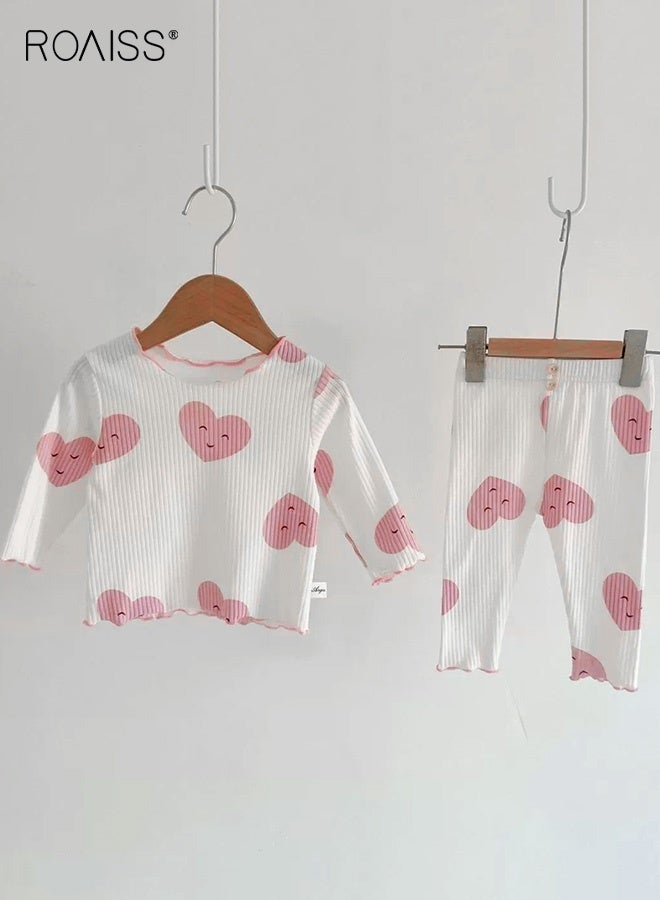 roaiss 2PCS Baby Girls Pajamas Set, Adorable Pjs Set with Long Sleeve Top and Elastic Waist Pants, Breathable Sleepwear for Little Girls - Image 3