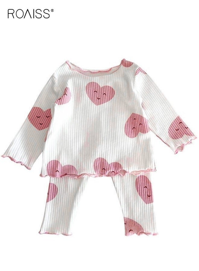 roaiss 2PCS Baby Girls Pajamas Set, Adorable Pjs Set with Long Sleeve Top and Elastic Waist Pants, Breathable Sleepwear for Little Girls - Image 2