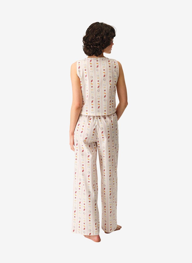 Penti Women Morning Time Printed Sleeveless Trousers Multicolour Set - Image 2