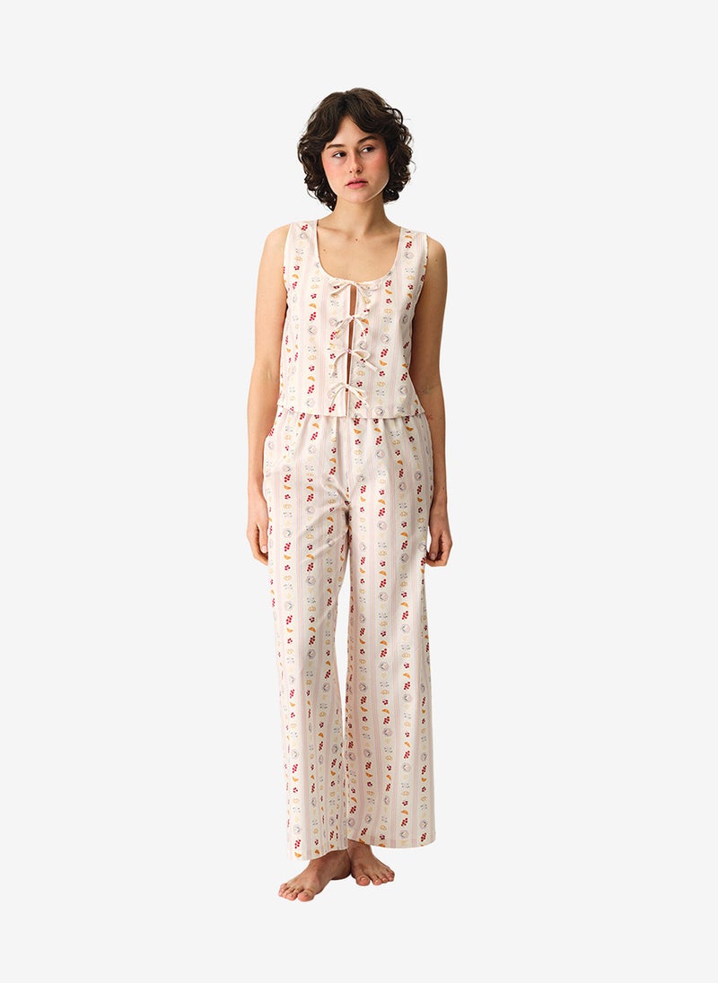 Penti Women Morning Time Printed Sleeveless Trousers Multicolour Set - Image 1