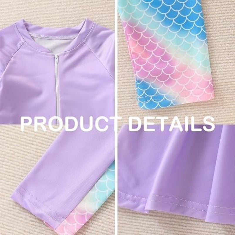 3Pcs Girls Long Sleeve Swimsuit Bathing Suit Modest Muslim Swimsuit Set Rash Guard Swimwear Full Coverage Swimwear 4-11 years - Image 5