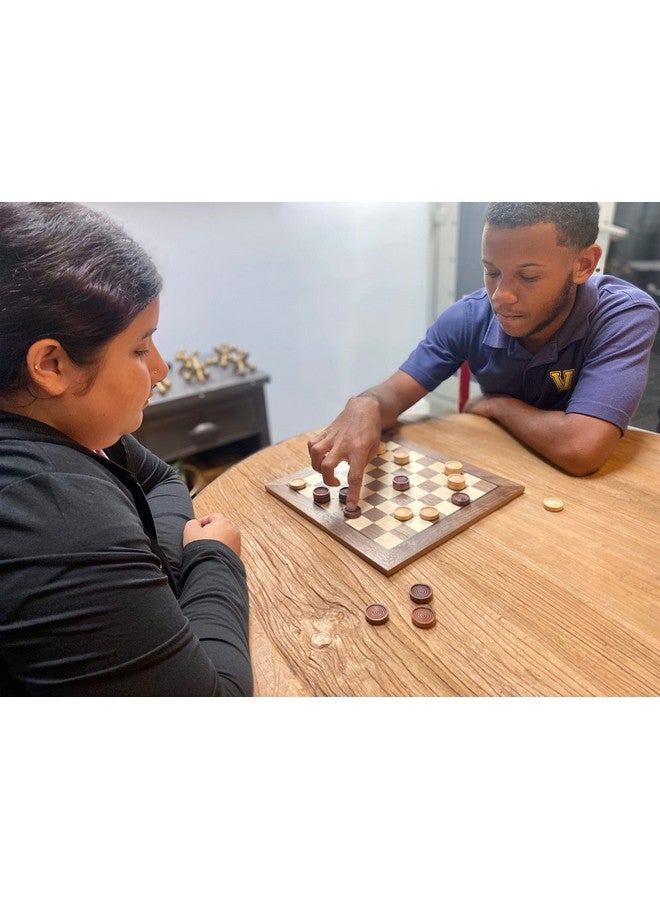 WE Games Checkers Pieces Only, Wooden Checker Board Game Pieces, 24 Dark Brown And Natural Stackable Pieces, Drawstring Storage Bag, 1.062 Diameter - Image 2