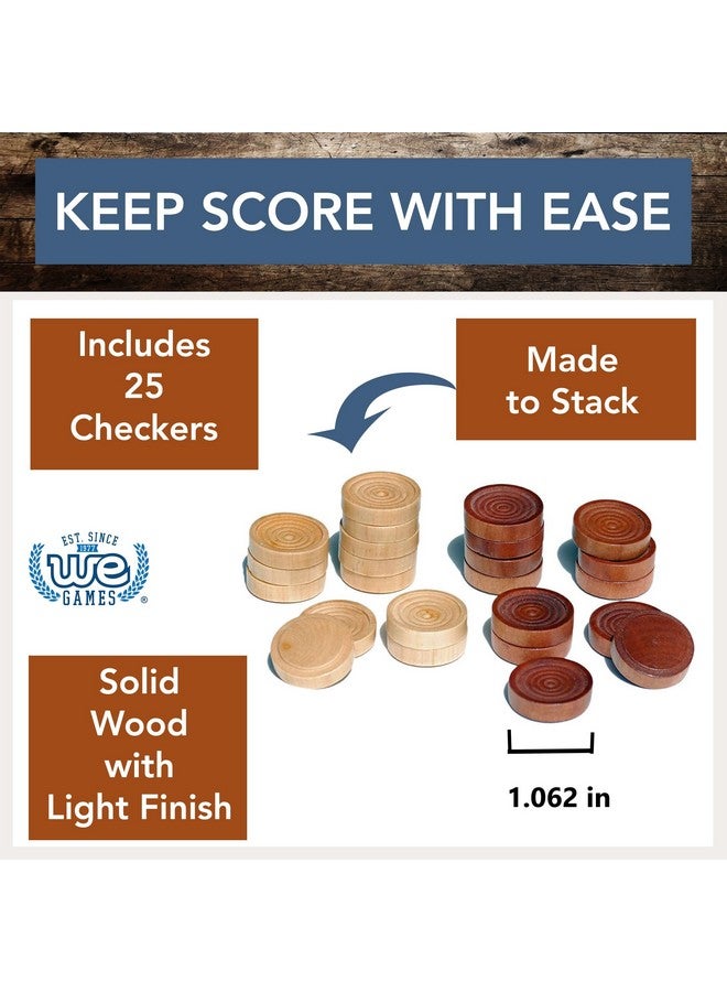 WE Games Checkers Pieces Only, Wooden Checker Board Game Pieces, 24 Dark Brown And Natural Stackable Pieces, Drawstring Storage Bag, 1.062 Diameter - Image 3