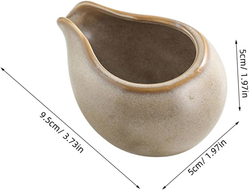 2pcs Small Ceramic Milk Pitcher and Coffee Creamer Pitcher Set round Spout, White and Patterned Design, Suitable for Coffee, Sauce, and Gravy Serving in Home and Restaurant - Image 2