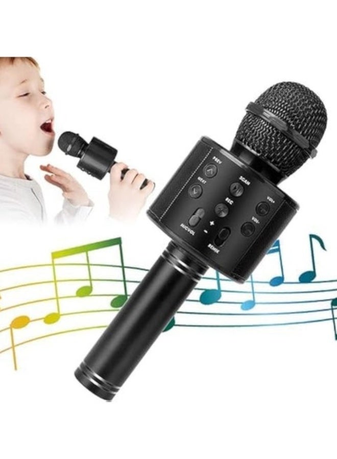 Wireless Karaoke Microphone Bluetooth Handheld Speaker Home Party Player Christmas Birthday Gift for Kids (Black) - Image 1
