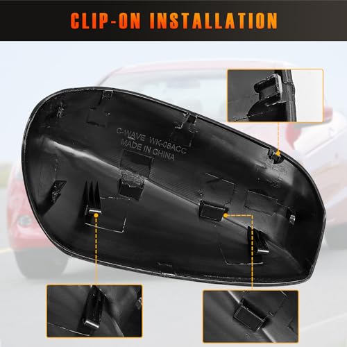 AMSPRAC Driver Left Side Mirror Cap fit for 2008-2013 Honda Accord,Door Side Exterior Rearview Back Sight Mirror Cover Shell Replacement,Clip-on Slot Type.Left Side,1PCS - Image 4