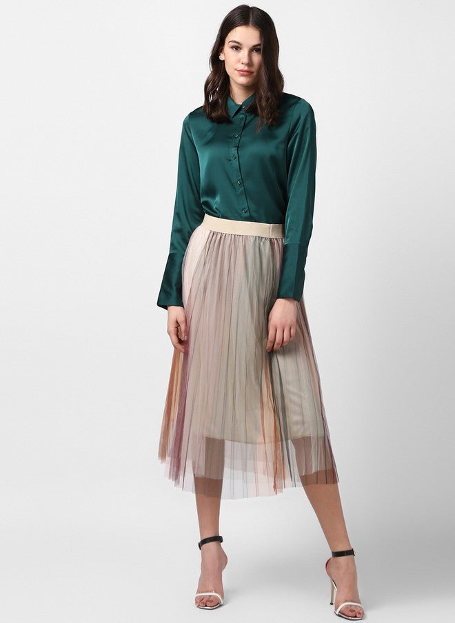 StyleStone Women's Multicoloured Colourblocked A-Line Midi Skirt - Image 5