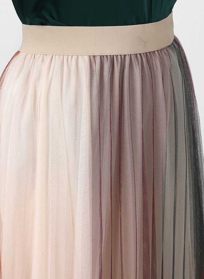 StyleStone Women's Multicoloured Colourblocked A-Line Midi Skirt - Image 4