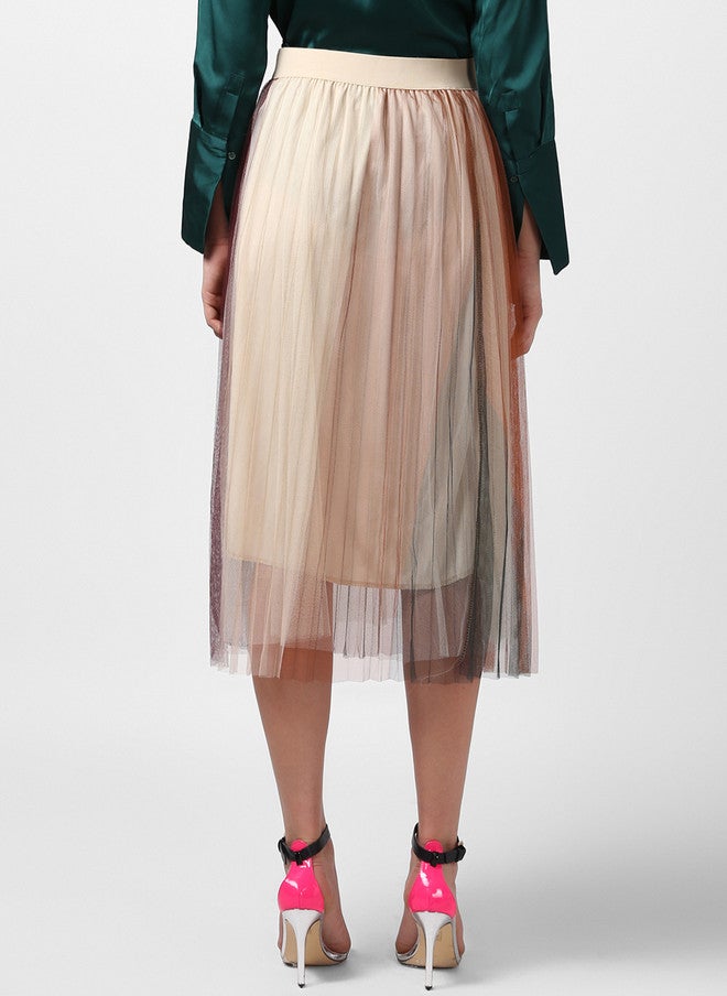 StyleStone Women's Multicoloured Colourblocked A-Line Midi Skirt - Image 3