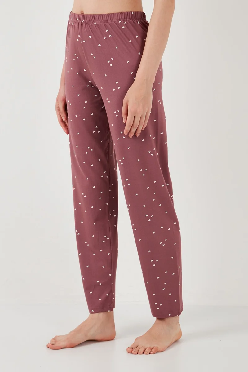 ليلا Soft Textured Crew Neck Pajama Set Women's Pajama Set 6097605