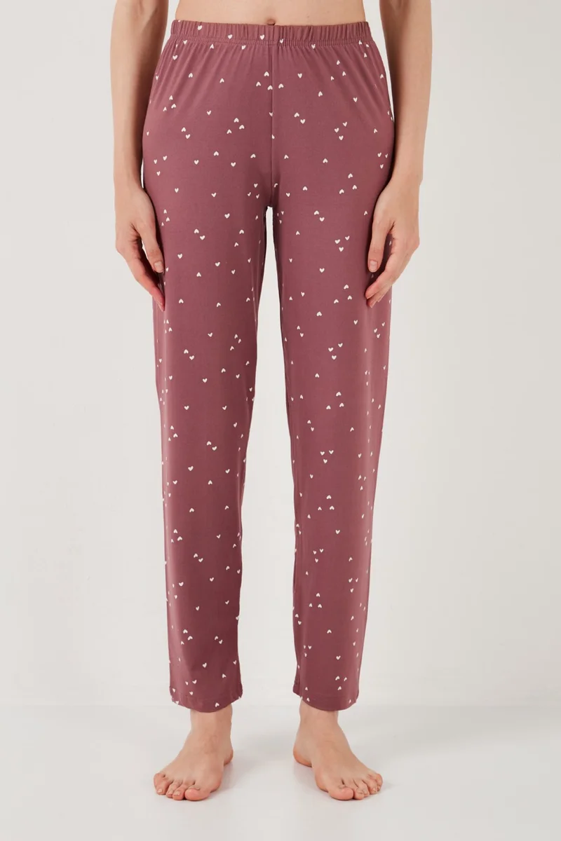 ليلا Soft Textured Crew Neck Pajama Set Women's Pajama Set 6097605