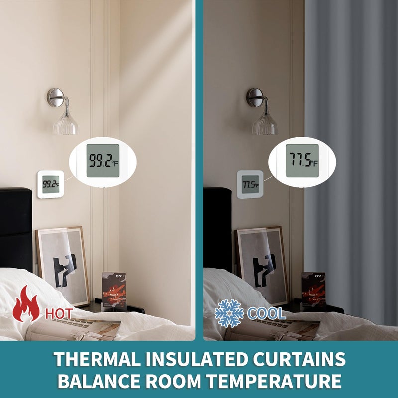 BGment Bgress Room Sarcerening Starter 84 inch طولها لغرفة المعيشة جروميت العزل الحراري ستارة معالجة النافذة لغرفة النوم 1 لوحة 52 × 84 بوصة رمادية بيضاء - Image 4