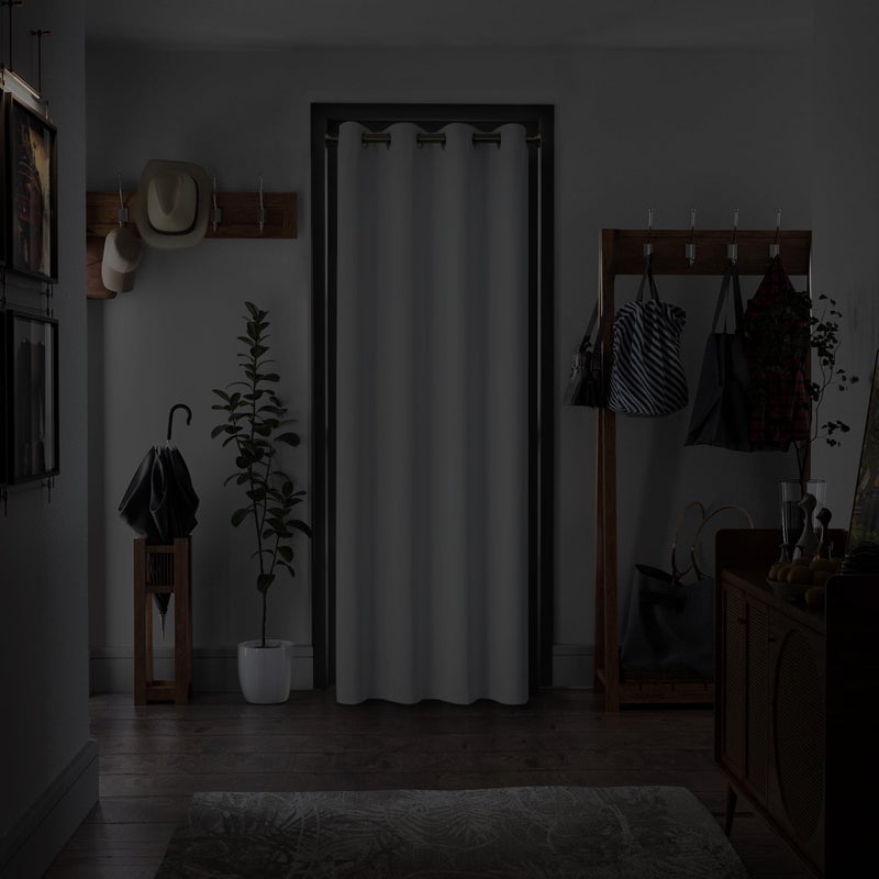 BGment Bgress Room Sarcerening Starter 84 inch طولها لغرفة المعيشة جروميت العزل الحراري ستارة معالجة النافذة لغرفة النوم 1 لوحة 52 × 84 بوصة رمادية بيضاء - Image 2