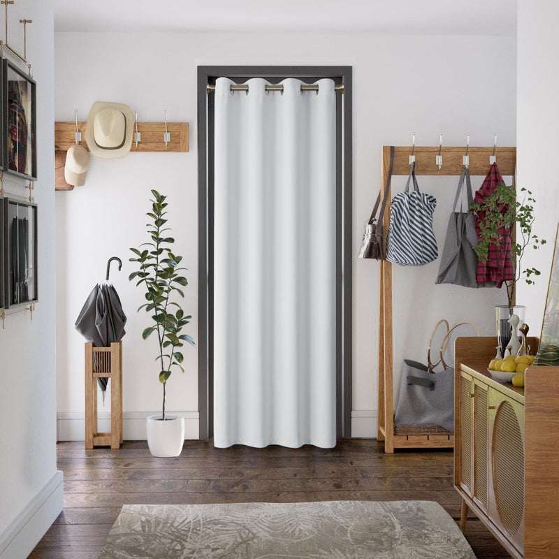 BGment Bgress Room Sarcerening Starter 84 inch طولها لغرفة المعيشة جروميت العزل الحراري ستارة معالجة النافذة لغرفة النوم 1 لوحة 52 × 84 بوصة رمادية بيضاء - Image 1