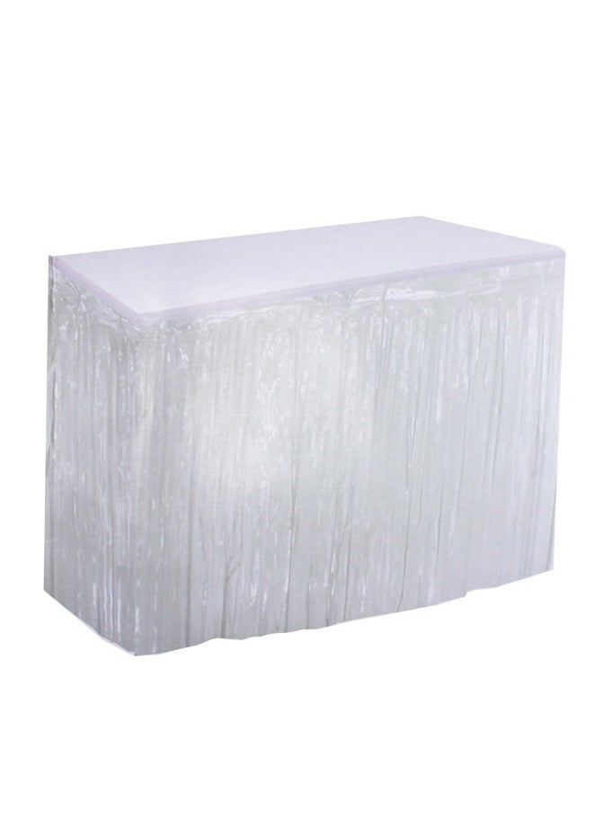 PARTY FUN Metallic Table Skirt  76cmX4.27mt. white clr  - Image 1