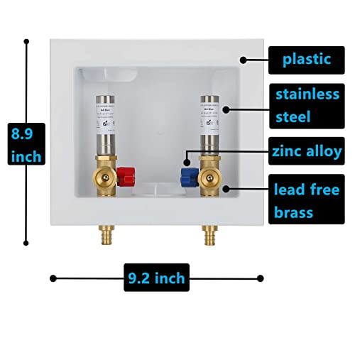 Lidertik (1 Pack) Lidertik Washing Machine Outlet Box PEX with Hammer Arrestors and Center Drain, Inlet 1/2 inch PEX-B 1807 Crimp Barb x Outlet 3/4 inch Male Thread, Absorb Shock And Reduce Noise LI-621-11 - Image 3
