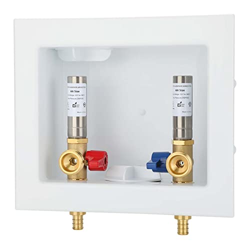 Lidertik (1 Pack) Lidertik Washing Machine Outlet Box PEX with Hammer Arrestors and Center Drain, Inlet 1/2 inch PEX-B 1807 Crimp Barb x Outlet 3/4 inch Male Thread, Absorb Shock And Reduce Noise LI-621-11 - Image 1