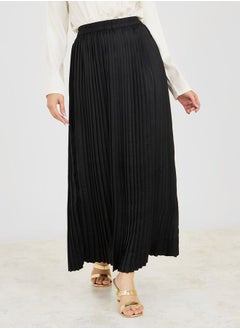 Pleated A-Line Maxi Skirt