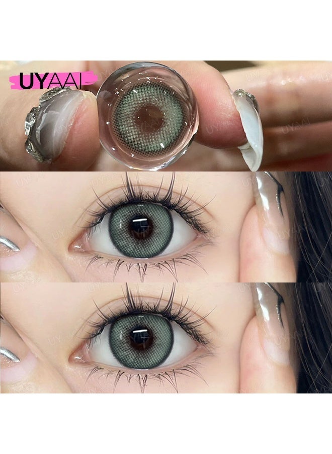 يواي عدسات لاصقة ملونة خضراء طبيعية ماركة UYAAI قابلة للاستخدام لمدة سنة، عدسات تجميلية مناسبة للجنسين، عدسات فاشن طبيعية، نسبة الماء 42% - Image 4