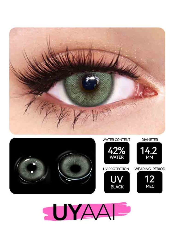 UYAAI Green Lenses Yearly Colored Contact Lenses, Unisex Cosmetic Contact Lenses, Natural Fashion Lenses, 42% Water - view 3