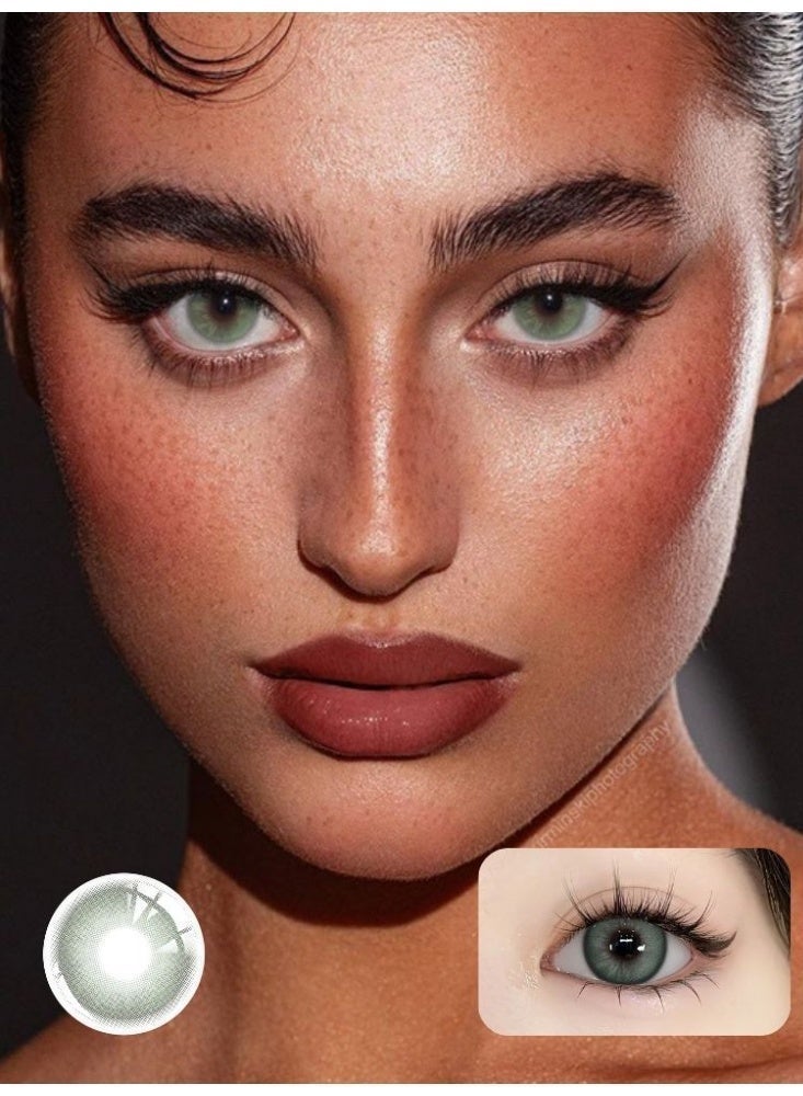 UYAAI Green Lenses Yearly Colored Contact Lenses, Unisex Cosmetic Contact Lenses, Natural Fashion Lenses, 42% Water - Image 3