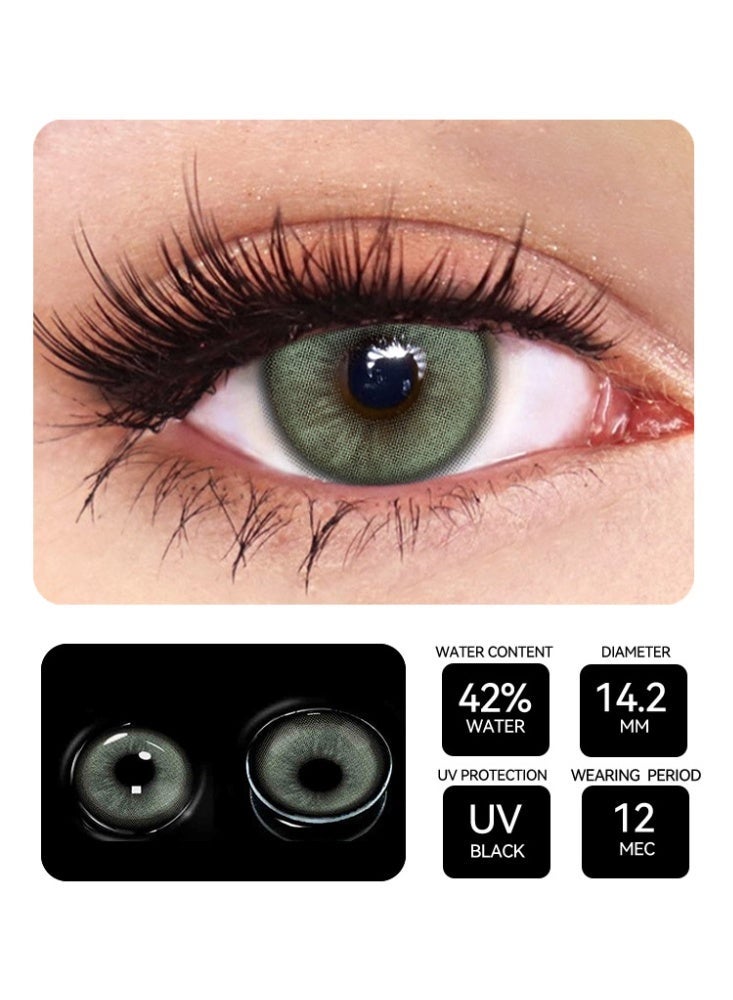 UYAAI Green Lenses Yearly Colored Contact Lenses, Unisex Cosmetic Contact Lenses, Natural Fashion Lenses, 42% Water - Image 2