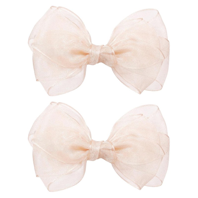 Melyde Khaki Bow Hair Clips 472 Inch Mesh Tulle Hair Bows Handmade Boutique Hair Accessories for Kids Girls Women Birthday Holiday Party