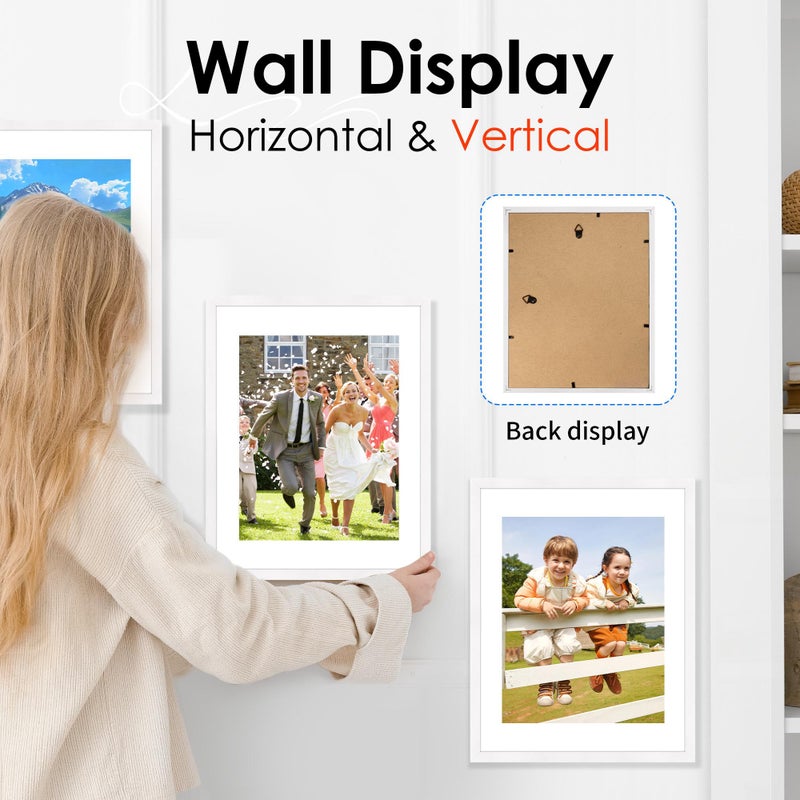 FIXSMITH 11x14 Picture Frame Bulk-4 Pack  Photo Frame with HD Plexiglass  Display Pictures 8x10 with Mat or 11x14 Without Mat  White Picture Frames Collage Wall Decor  Gallery Wall Frame - Image 5